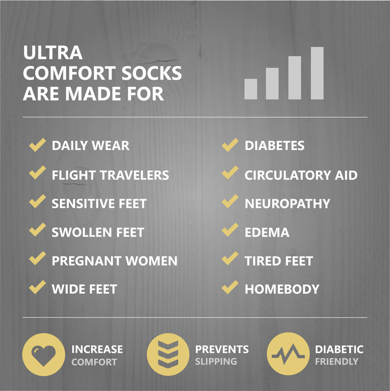 Ultra Comfort Diabetic Socks with Non-Slip Grips - Black (3 Pack)