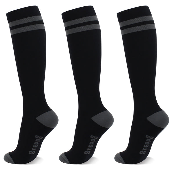 Chaussettes de compression Knee High 15-20mmHg - Vintage Black (pack de 3)