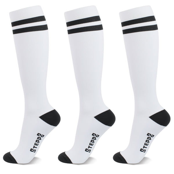 Compression Socks Knee High 15-20mmHg - Vintage White   (3 pack)
